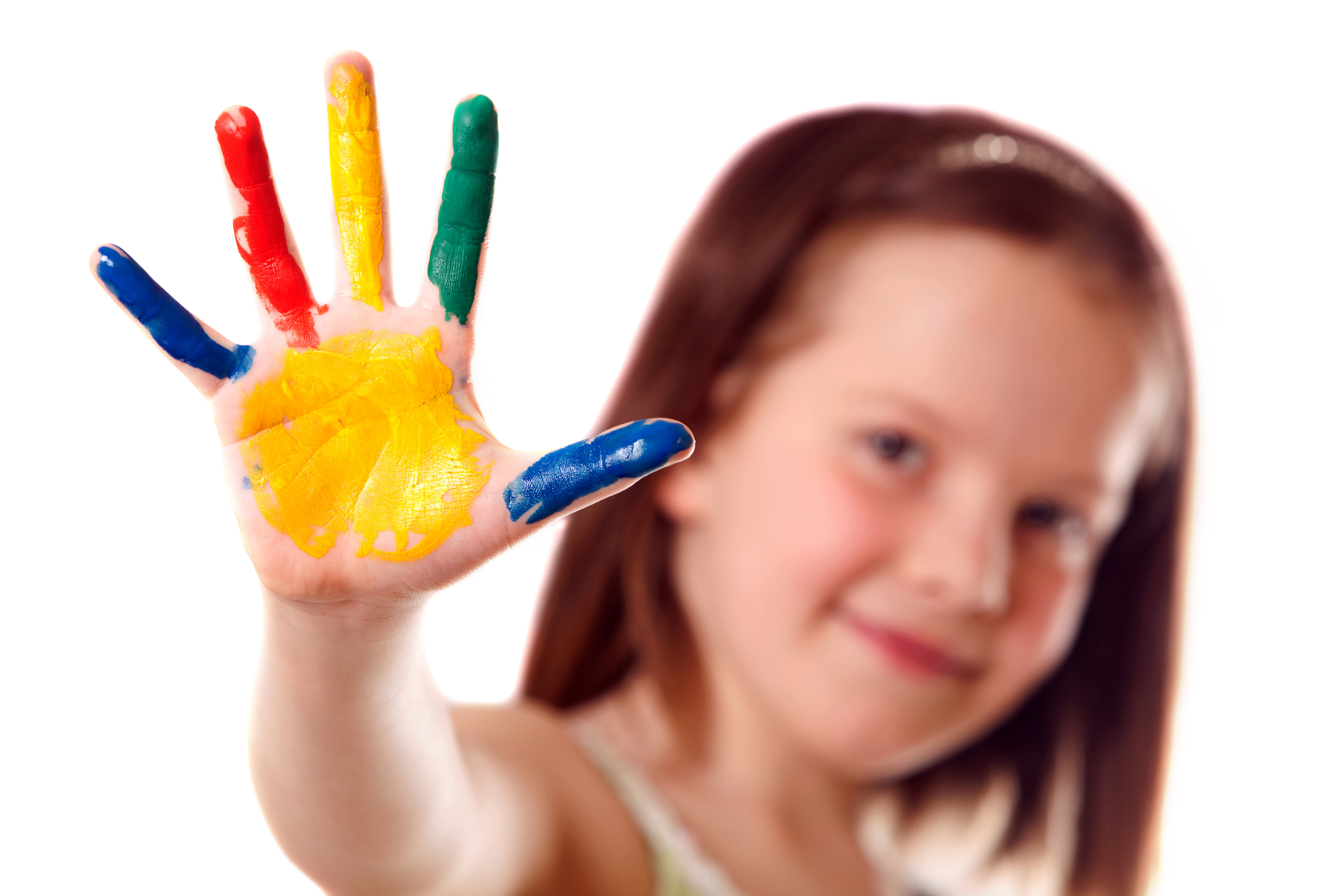 Child with fingers painted